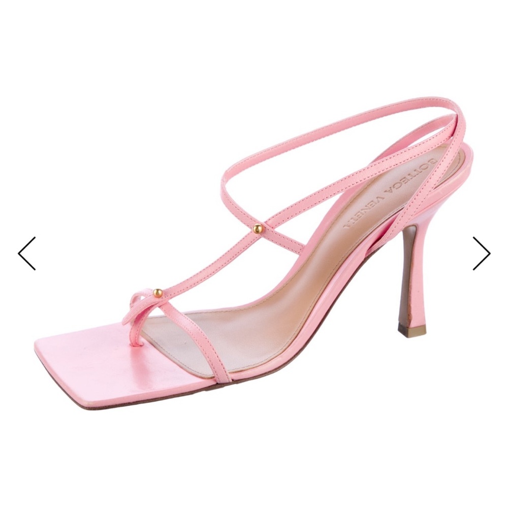 Bottega Veneta Pink Strappy Square-Toe High Heels